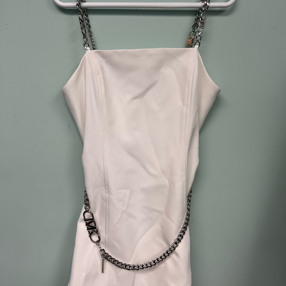 Elegant Michael Kors White Dress with Chain Detail